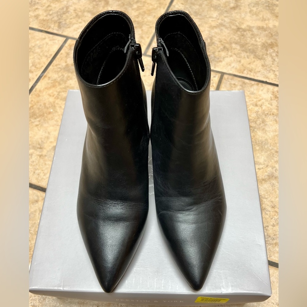PRESTON & YORK Dolores Leather Booties, Black, Size: 6M, Used w/ Box